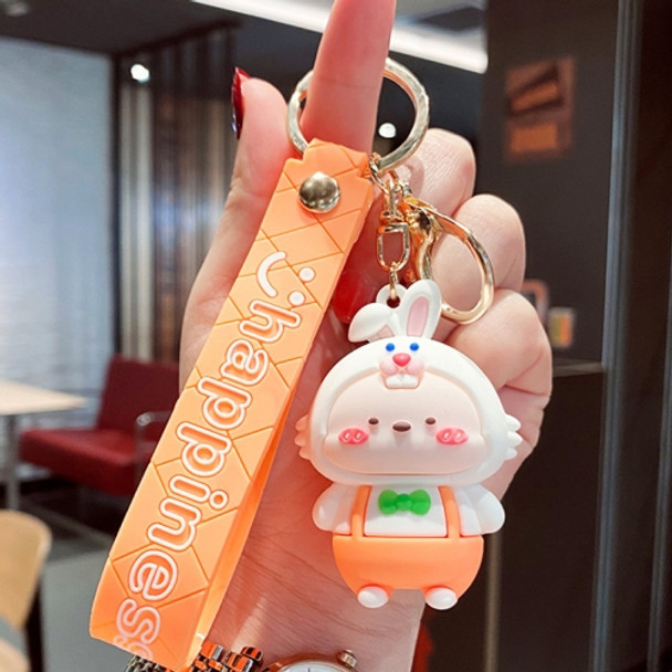5 PCS MX-80100 Cartoon Cute Rabbit Simple Schoolbag Pendant Car Key Ring(Orange)