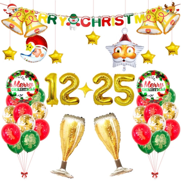 5536 Christmas Flag Decoration Set Gold Bell Sequins Balloon Set, Specification: Set 4