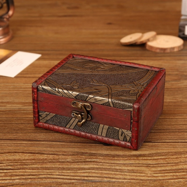 Wooden Vintage Jewelry Box Sorage And Shooting Props, Size: 14.5x11.5x6.5cm(B Narcissus)
