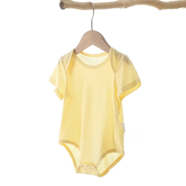 Baby Bamboo Fiber Short-sleeved Bodysuit (Color:Yellow Size:90)