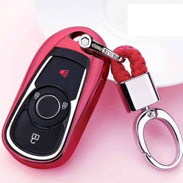 Electroplating TPU Single-shell Car Key Case with Key Ring for BUICK Hideo / VERANO / Regal / Lacrosse / Excelle / ENVISION (Red)