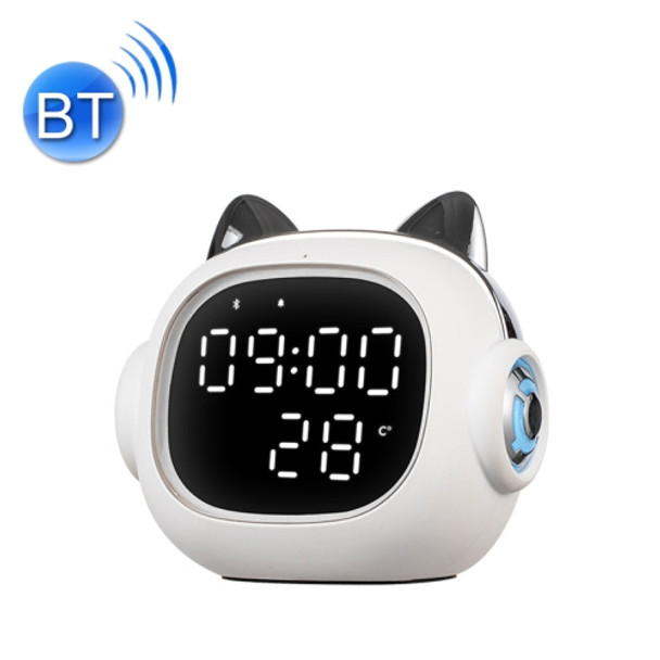 Cute Cat Bluetooth Alarm Clock Night Light(White)