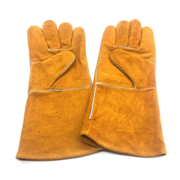 1 Pair JJ-3033 Genuine Leather Welding Heat-Insulating Protective Gloves(Gold Yellow)