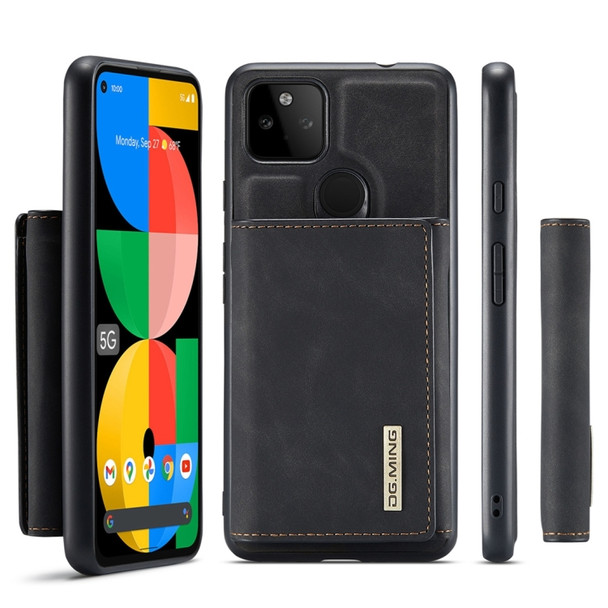 For Google Pixel 5a 5G DG.MING M1 Series 3-Fold Multi Card Wallet + Magnetic Back Cover Case(Black)