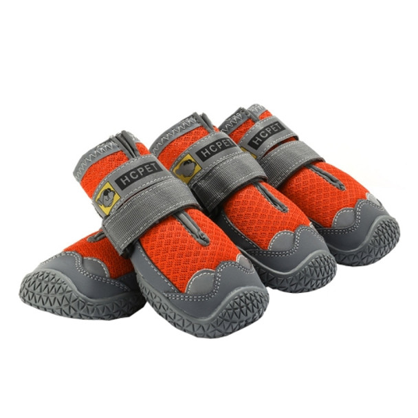 4 PCS / Set HCPET Dog Shoes Breathable Net Dog Shoes, Size: No.8 7.5cm(Orange)