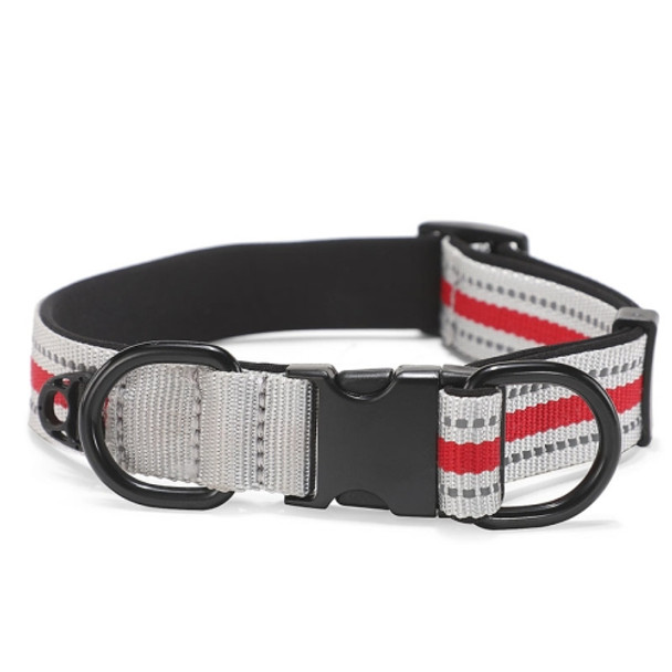 Dog Reflective Nylon Collar, Specification: S(Black red buckle)