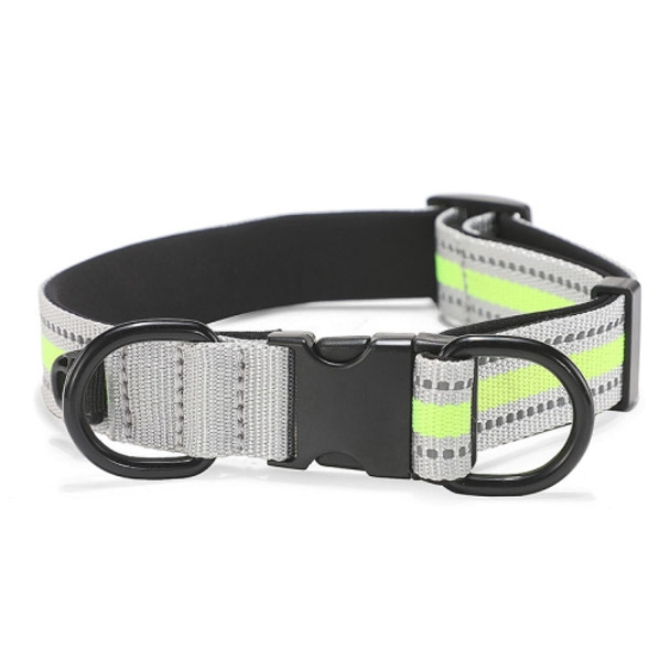 Dog Reflective Nylon Collar, Specification: L(Black buckle green)