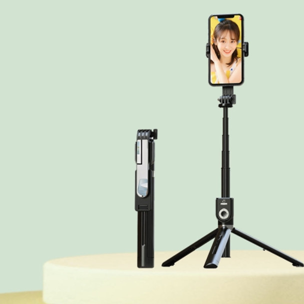 P80 1.33m Integrated Bluetooth Selfie Stick With Vibrato Remote Control Makeup Mirror