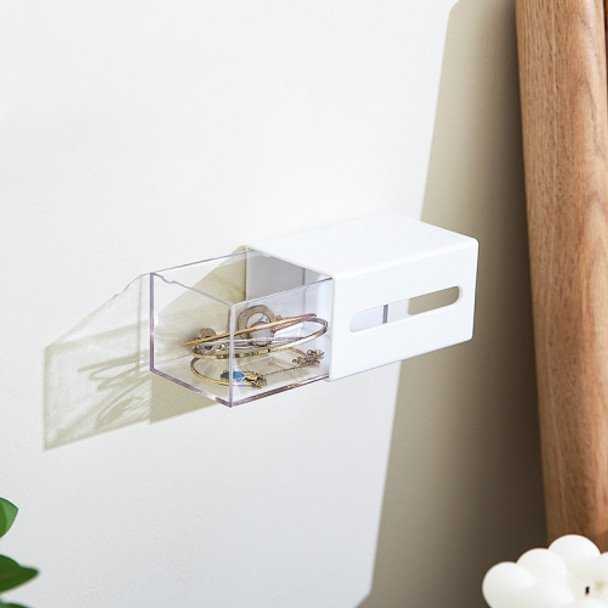 2 PCS Left And Right Pull Wall Hanging Drawer Box Transparent Storage Box(White)