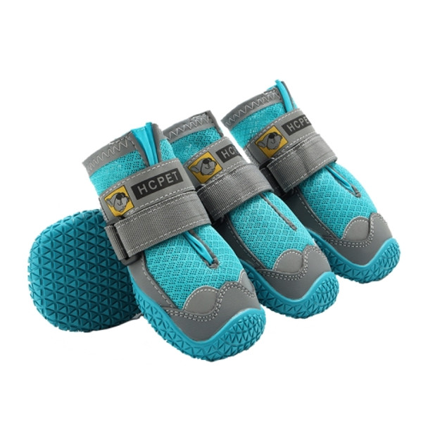 4 PCS / Set HCPET Dog Shoes Breathable Net Dog Shoes, Size: No.8 7.5cm(Blue)