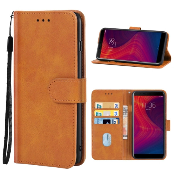 Leather Phone Case For Lenovo K5 Play(Brown)