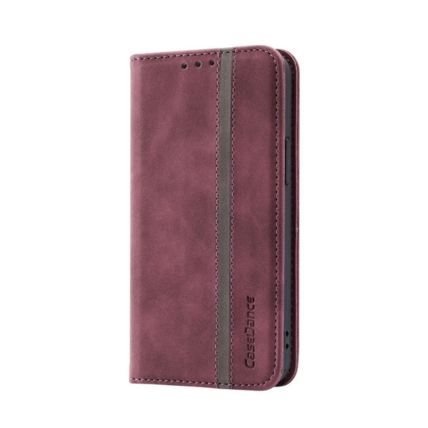 Splicing Skin Feel Magnetic Leather Phone Case For iPhone 11(Wine Red)