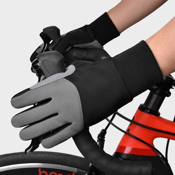 Boodun Long Finger Cycling Gloves Outdoor Sports Hiking Bike Gloves, Size: XL(Dark Grey)