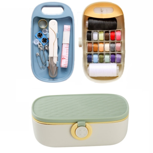 PP Oval Household Multifunctional Needle And Thread Storage Box Set(Yellow Green)