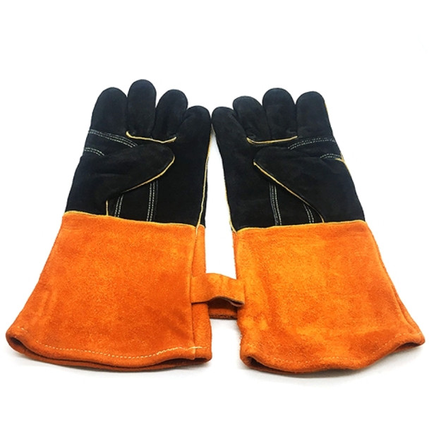 1 Pair JJ-S2011 Outdoor Cut-Proof Genuine Leather Welding Gloves, Size: Free Size(Yellow Black)