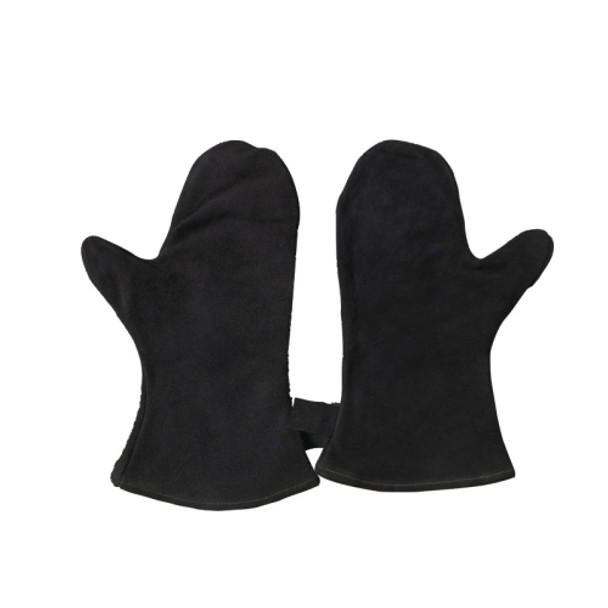 1 Pair Outdoor BBQ Genuine Leather Heat Insulation Gloves(Free Size)
