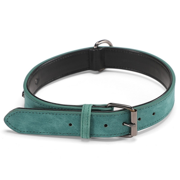 JINMAOHOU Dogs Double-Layer Leather Collar, Specification: M 49x2.7cm(Green)