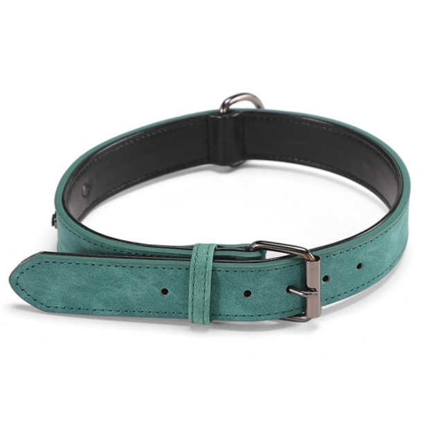 JINMAOHOU Dogs Double-Layer Leather Collar, Specification: S 39x2.2cm(Green)