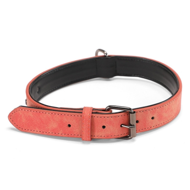 JINMAOHOU Dogs Double-Layer Leather Collar, Specification: M 49x2.7cm(Orange)