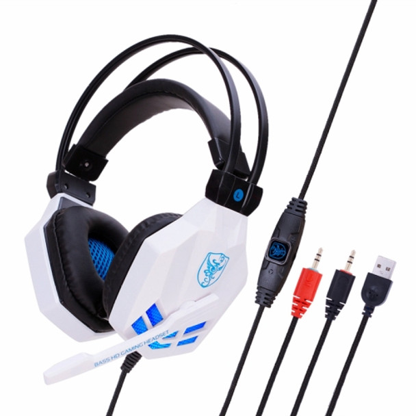 Soyto SY850MV Luminous Gaming Computer Headset For PC (White Blue)