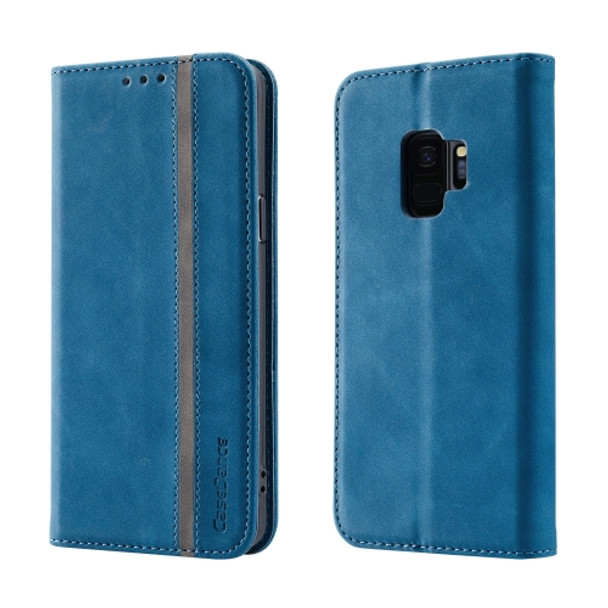 For Samsung Galaxy S9 Splicing Skin Feel Magnetic Leather Phone Case(Blue)