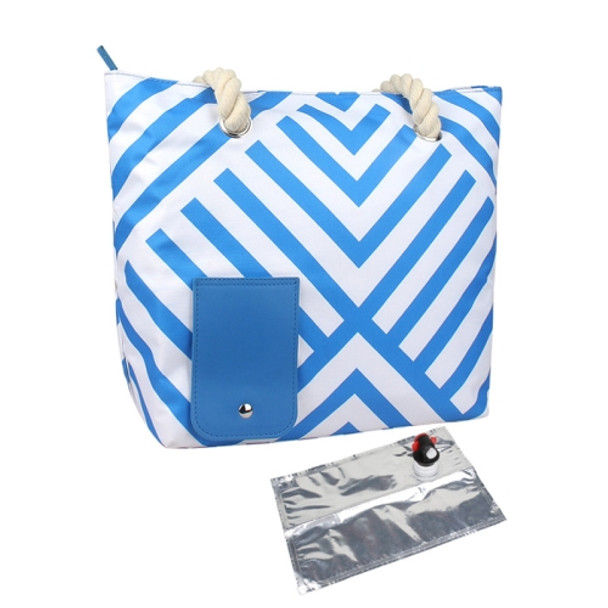 Beach Picnic Portable Wine Insulation Bag(Rhombus Blue+Liner Bag)