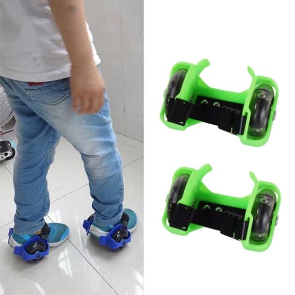 1 Pair Children Roller Skates Accessories Adjustable Three-color Luminous Wheel(Green)