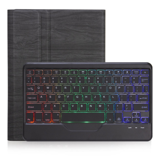 For Microsoft Surface Go 3 / 2 / 1 SFGOS Tri-color Backlit Tree Texture Bluetooth Keyboard Leather Case(Black + Black)