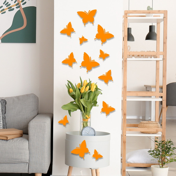 2 Sets YG005 3D Stereo Butterfly Luminous Wall Sticker(Orange )