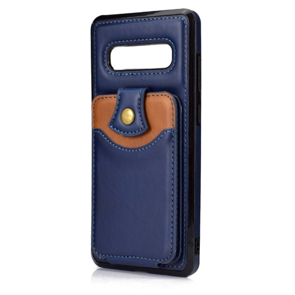 For Samsung Galaxy S10+ Soft Skin Leather Wallet Bag Phone Case(Blue)