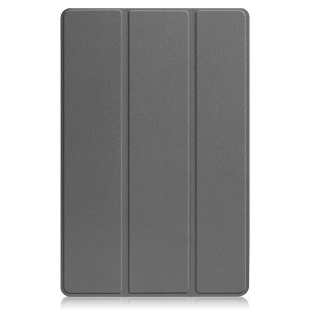 For Lenovo Tab P12 Pro 12.6 Three-folding Holder Custer Texture Leather Tablet Case(Grey)
