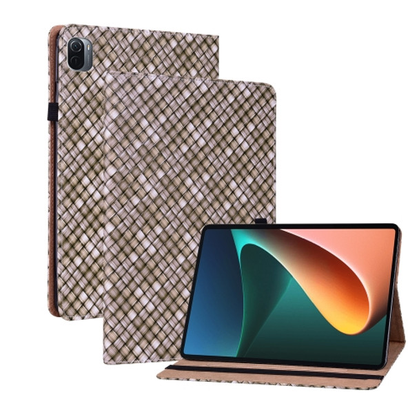 For Xiaomi Pad 5 / 5 Pro Color Weave Smart Leather Tablet Case(Brown)