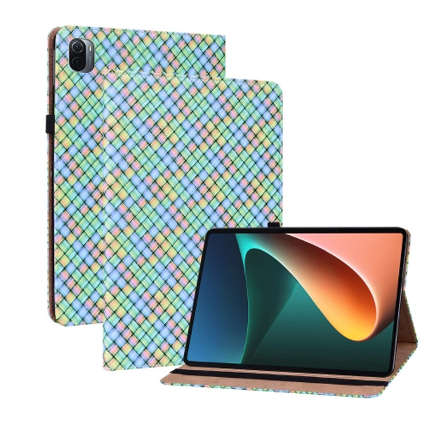 For Xiaomi Pad 5 / 5 Pro Color Weave Smart Leather Tablet Case(Rainbow)