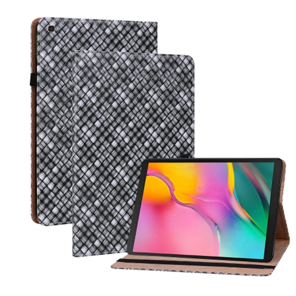 For Samsung Galaxy Tab A 10.1 2019 T510 Color Weave Leather Tablet Case with Holder(Black)