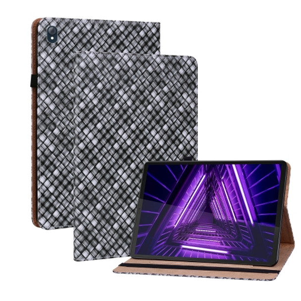 For Lenovo Tab K10 Color Weave Leather Tablet Case with Holder(Black)