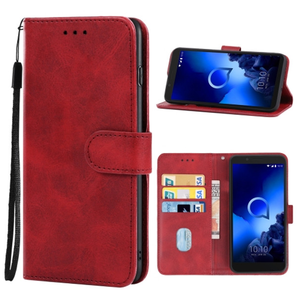 Leather Phone Case For Alcatel 1C(Red)