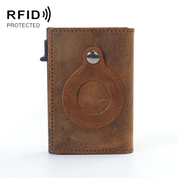 Anti-Theft Positioning Wallet Men Card Holder Mini Wallets For Airtag(Cowhide Dark Brown)