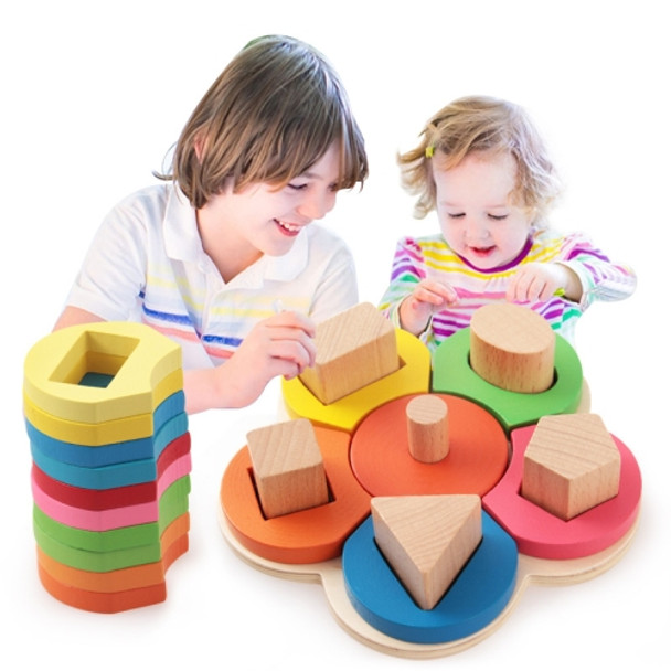 Flower Shape Tower Column Wood Children Educational Toys