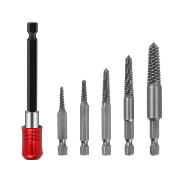 5 In 1 Long Thread+100mm Self-locking Pole Screw Extractor Six Corner Electric Take-Out Tool
