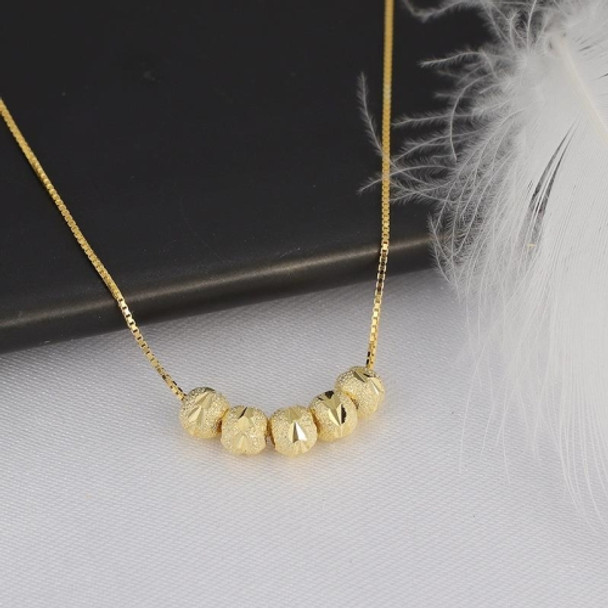 2 PCS Frosted Transfer Bead Clavicle Chain Necklace(Gold)