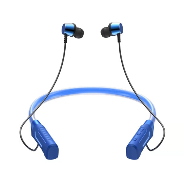 JG4 Flashing LED Neck-mounted Stereo Bluetooth Wireless Earphone(Blue)