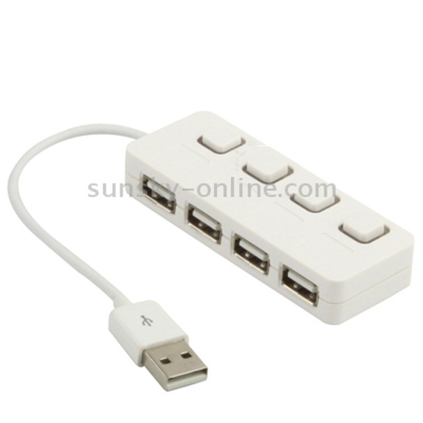 4 Ports USB 2.0 HUB with 4 Switch(White)