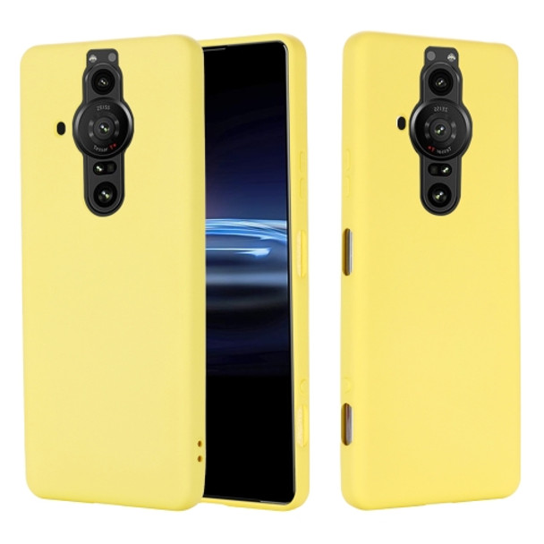 For Sony Xperia Pro-I Pure Color Liquid Silicone Phone Case(Yellow)
