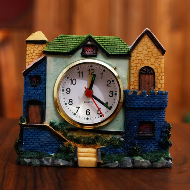 2 PCS Castle Alarm Clock Home Desktop Decoration(Blue)