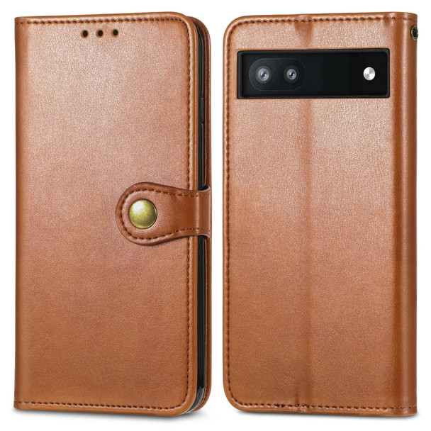 For Google Pixel 6a Solid Color Leather Buckle Phone Case(Brown)