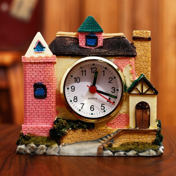 2 PCS Castle Alarm Clock Home Desktop Decoration(Pink)