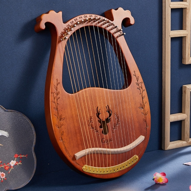 Wooden Mahogany Lyre Harp Beginner Musical Instrument, Style: 16 Strings Classical Deer Coffee