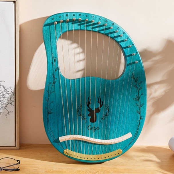 Wooden Mahogany Lyre Harp Beginner Musical Instrument, Style: 16 String Light Blue