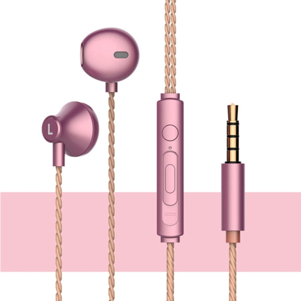 2 PCS TS720 3.5mm Heavy Bass Metal Earbud Wired Earphone(Rose Gold)