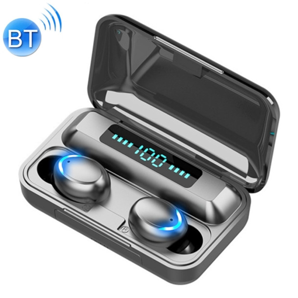 F9-5C Four-bar Breathing Light + Digital Display Noise Reduction Bluetooth Earphone(Black)